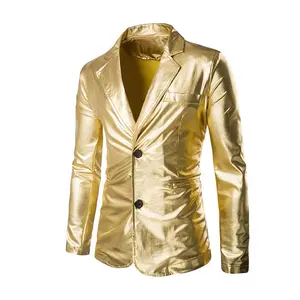 Venta caliente de oro plata negro (chaqueta + Pantalones) hombres conjuntos de traje de boda fiesta Show ropa brillante