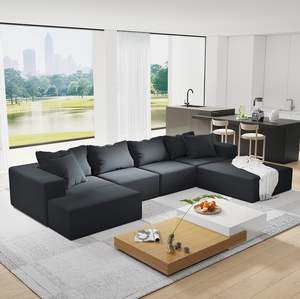 Ensemble de canapé modulaire rembourré moderne, canapé d'angle en forme de L de 132 pouces pour salon avec 6 coussins - Product Image 4