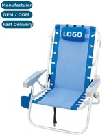 Chaise longue de plage pliable personnalisable OEM ODM avec logo, cadre en aluminium réglable, appui-tête inclinable, poche latérale, pour extérieur, bord de mer, camping