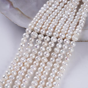 ไข่มุกน้ำจืดธรรมชาติขนาด 6-7 มม. สีขาว แบบร้อยเชือก สำหรับงาน DIY เครื่องประดับทำมือ สร้อยคอ จูจี้ - Product Image 5