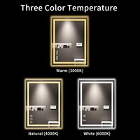 Miroir de salle de bain LED LOAAO 24x32, anti-buée, à intensité variable, rétroéclairé, éclairé par l'avant, mural, fonction mémoire, verre trempé
