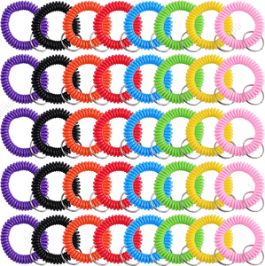 Colorful Plastic Spring Key Ring Multifunction Wrist Keychain Plastic Spring Wrist Phone Line Spiral Bracelet Key Chain