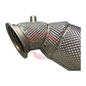 Downpipe turbo personnalisé Vortex pour Mercedes Benz AMG W206 C43, échappement racing avec bouclier thermique, tubes droits. - Product Image 4