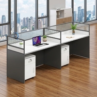 Poste de travail en îlot de bureau, bureau informatique moderne en bois, avec cloison de séparation pour employé, ensemble de mobilier de direction, vente en gros