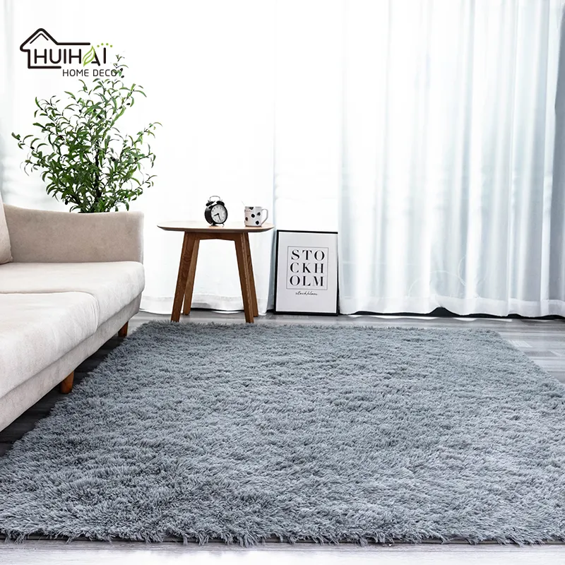 GRS Soft bedroom decoration shaggy carpets polyester fluffy area rugs flooring long pile modern carpets for living room