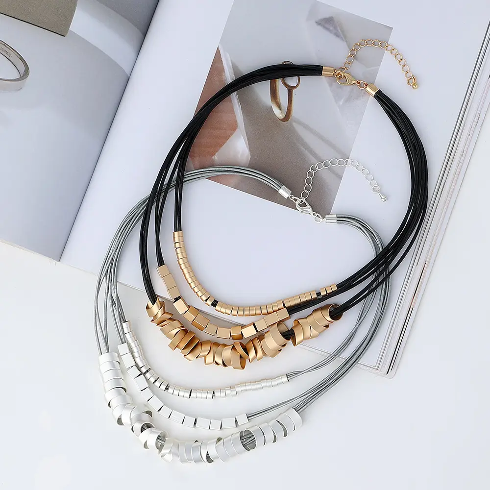 Charm Big Pendant Chunky Disc Geometric Necklace Jewelry Layered Rope Chain Statement Exaggeration Necklace For Women