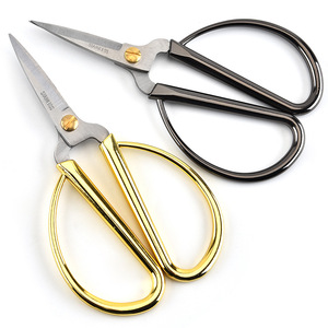 Stainless Steel Retro Scissors Gold Gunmetal Straight Head Home Use Craft Cutting Tools - Product Image 5