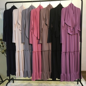 6378# Prayer Solid Color Long Muslim Dress With Scarf Hijab Islamic Clothing Jilbab Niqab Burqa Women Ramadan Eid - Product Image 6