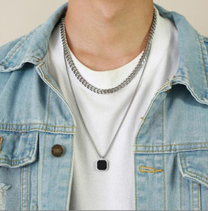 Natural Onyx <strong>Sodalite</strong> Turquoise Stone Jewelry 18K Gold Plated Stainless Steel Women Men Geometric Square Pendant <strong>Necklace</strong> - Product Image 6