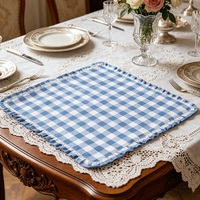 Sousplats de Algodão com Babados e Estampa Xadrez para Decoração de Mesa de Jantar - Atacado Personalizado