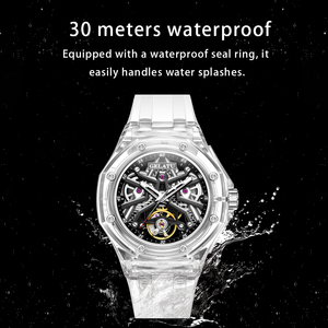 Gelatu 8002 OEM Thời Trang Sang Trọng Người Đàn Ông Của Thể Thao Thời Trang Bộ Xương Thiết Kế Tự Động Silicone Sáng Người Đàn Ông Không Thấm Nước Đồng Hồ Cơ Khí - Product Image 5