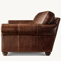 Canapé trois places inclinable en cuir véritable RH Timeless Design, confort luxueux, éponge écologique, construction durable, idéal pour villa