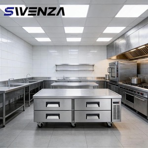 <span class=keywords><strong>Frigorifero</strong></span> Commerciale SWENZA da Sottobanco in Acciaio Inox <span class=keywords><strong>con</strong></span> Piano di Lavoro e <span class=keywords><strong>Congelatore</strong></span>, Base per Chef <span class=keywords><strong>con</strong></span> 4 <span class=keywords><strong>Cassetti</strong></span> - Product Image 1