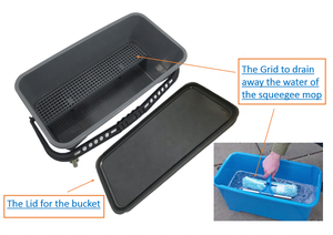 EcoClean - Trapeador de 25L con Escobilla para Ventanas, Cubo de Agua Resistente con Rejilla y Ruedas para Limpieza del Hogar - Product Image 3