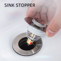 Tapón Universal para fregadero de baño, tapón de drenaje con colector de pelo, antiobstrucción, desagüe para lavabo, núcleo de colador de latón emergente