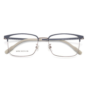 Montures de lunettes rectangulaires pour hommes style Voss 34792, monture intégrale en métal, branches antidérapantes en silicone, verres en résine - Product Image 1