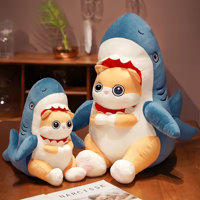 Peluche Douce Personnalisée en Forme de Chat Requin Mignon, Coussin de Lit en Coton PP, Jouet en Peluche Rembourré, Cadeau d'Anniversaire, Fabricant OEM