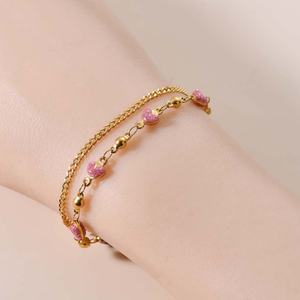 JXX Women's Fashion Heart Bracelet <b>Set</b> with Zircon Made of Titanium Steel and Stainless Steel for Jewelry - Product Image 2