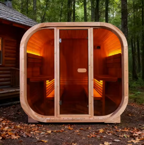 Sauna extérieur en épicéa carbonisé HELIUS Canada pour 4 personnes, sauna à vapeur imperméable avec poêle électrique/poêle à bois - Product Image 4
