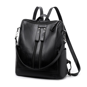 <span class=keywords><strong>Mochila</strong></span> de <span class=keywords><strong>Mujer</strong></span> al por Mayor a Precio Económico, Informal, de Moda, de Cuero PU Negro Suave, Multifuncional, de Diseño de Lujo, para Viaje - Product Image 3
