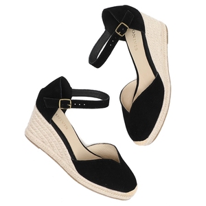Sandales à <span class=keywords><strong>espadrilles</strong></span> à talons hauts pour femmes avec boucle en <span class=keywords><strong>cuir</strong></span> talon épais daim supérieur été sandales <span class=keywords><strong>compensées</strong></span> en plein air - Product Image 2
