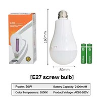 Ampoule LED d'urgence de haute qualité à double alimentation par batterie, amovible, E27 B22 20W, rechargeable, pour panne de courant