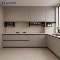 MACIO Minimalist Mdf Özelleştirilebilir Modüler Boyama Lavabolu Mutfak Dolapları Tam Set OEM / ODM Fabrika Projesi Hazır