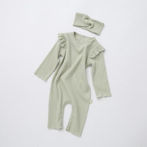 Baifei Grenouillère en bambou biologique à volants personnalisée Grenouillère côtelée pour bébés garçons et filles Barboteuses en bambou Vêtements pour bébés filles - Product Image 2