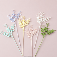 Décoration d'intérieur, arrangement floral, vente en gros, branche de feuille de pois au crochet faite à la main, plante artificielle en fil tricoté, décoration végétale
