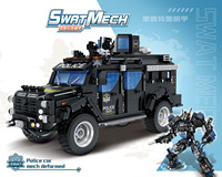 2-in-1 SWAT polis arabası ordu modeli yapı seti Zabawka Robot küçük parçacık bina oyuncak çocuklar için