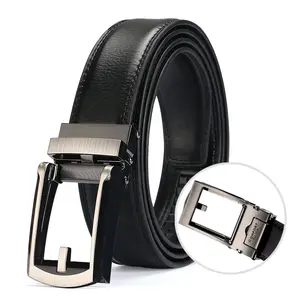 Vente en gros Nouveau Ceinture décontractée réglable à boucle automatique pour homme d'affaires en cuir de vachette Ceintures pour homme en cuir véritable