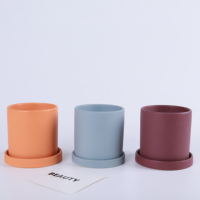 Vente en gros de pots de fleurs cylindriques modernes pour la décoration de la maison et du jardin, pots à succulentes, pots à fleurs mats avec soucoupe