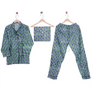 Spring Women's Vintage Elegant Simple Casual Pajamas V-Neck <b>Button</b> Fly Full Length Floral Digital Printed Breathable 100% Cotton - Product Image 1