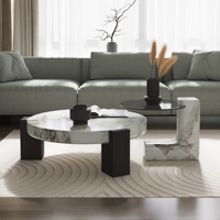 Ensemble de table basse et table d'appoint en marbre et style moderne Voxhome pour le salon