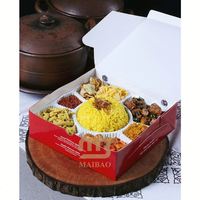 Boîte à bento jetable en papier kraft pour restaurant, emballage Nasi Lemak à emporter avec compartiments, idéale pour les sushis, les repas à emporter et les déjeuners.