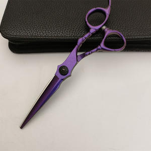 Tijeras de Peluquería Personalizadas de 6 Pulgadas, Tijeras de Entresacar para Diestros, Uso Profesional, Hoja Estándar, Acabado Morado - Product Image 1