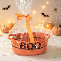 Panier à bonbons multifonction en corde de coton écologique de luxe au design nouveau, boîte de rangement pour cadeaux pour Halloween, cadeau pour enfants