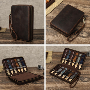 Vintage 12 Slots <b>Watch</b> Straps Carrying <b>Case</b> Bag Organizer Genuine Leather <b>Watch</b> Band Storage Box for Apple <b>Watch</b> Band Storage - Product Image 2