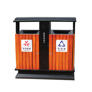 Ngoài trời Gỗ kép Thùng rác Thùng rác có thể bên ngoài công viên đường phố đôi phân loại chất thải <span class=keywords><strong>bin</strong></span> công cộng thương mại tái chế Thùng rác - Product Image 2