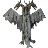 Dragon animatronique géant à trois têtes pour Halloween, créature Wyvern mobile effrayante, décoration de jardin extérieur pour maison hantée