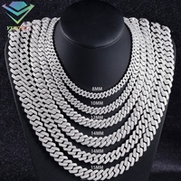 Bijoux hip-hop en gros, collier en diamant VVS de 8 mm, 10 mm, 12 mm, livraison directe, chaîne cubaine en argent glacée, moissanite