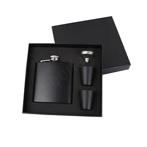 Cheerfast Pocket Flask Gift Set Funnel And Black Flask Set 6 Oz Set And Drink Pot And Stainless Steel Hip Flask