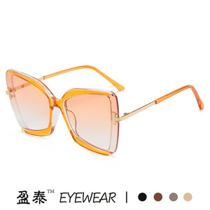 Lunettes de soleil Yingtai surdimensionnées en forme de T pour femmes, protection UV400, monture en plastique et métal, classe 2. - Product Image 4