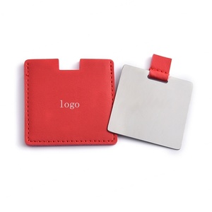กระจกแต่งหน้าพกพาขนาดเล็กแบบขายส่ง ทำจากสแตนเลสหุ้มหนัง - Product Image 1