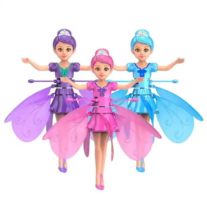 Fairy gesture sensor flying machine infrared sensor fairy doll USB charging flying girl machine helicopter toys