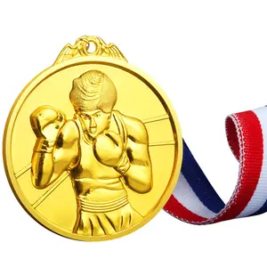 공급업체에 문의하기 사용자 정의 로고 금속 아연 합금 양각 3d 골드 스포츠 권투 메달