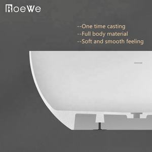 Bañera de diseño ovalado de mármol artificial con soporte libre, tubos de baño hechos a medida, piedra de imitación, superficie sólida - Product Image 3