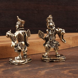 Statue de Bouddha vivant en laiton Ji Gong, 2 pièces, ornement de bureau, figurine de collection, décoration de maison, artisanat artistique - Product Image 2