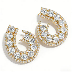 Boucles d'oreilles créoles plaquées or 14 carats avec diamants de laboratoire certifiés IGI, taille brillant rond, pour hommes et femmes, cadeau de mariage ou de fête, qualité VS - Product Image 3