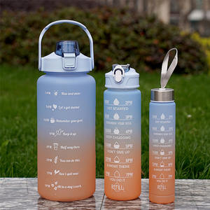 Botellas de Agua de 2L de Gran Capacidad, Vasos de Plástico con Pajita y Marcador de Tiempo, Color Degradado, para Deportes y Fitness al Aire Libre, 3 Piezas/Juego, PE, Unisex - Product Image 2